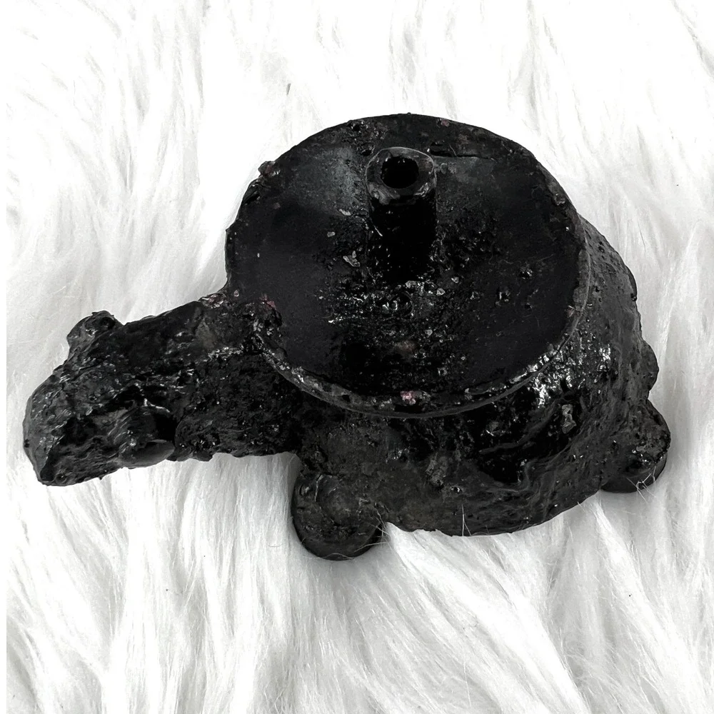 Vintage‎ Turtle Candle Holder Cast Metal Folk Art Whimsical Cottagecore Decor